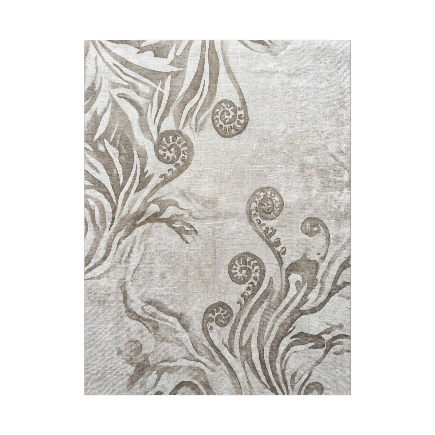 Japandi Fern Unfurling in Overcast | Japanese Pattern Canvas Art