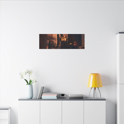 Seijaku Rust Patina Canvas Art - Dark Japandi Shadow Zen