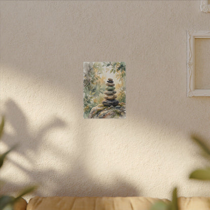 Golden Hour River Stones Canvas Art - Japandi Mono No Aware