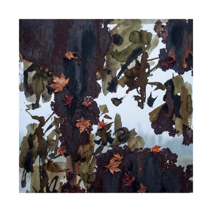 Sophisticated Rust Patina Wall Art Print - Charcoal Ink Dark Japandi