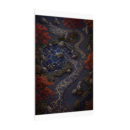 Moonlit Garden Gold Vein Canvas Art | Resilient Kintsugi Art