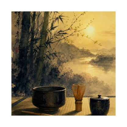 Shibui Tea Ceremony Wall Art Print - Zen Sumi E
