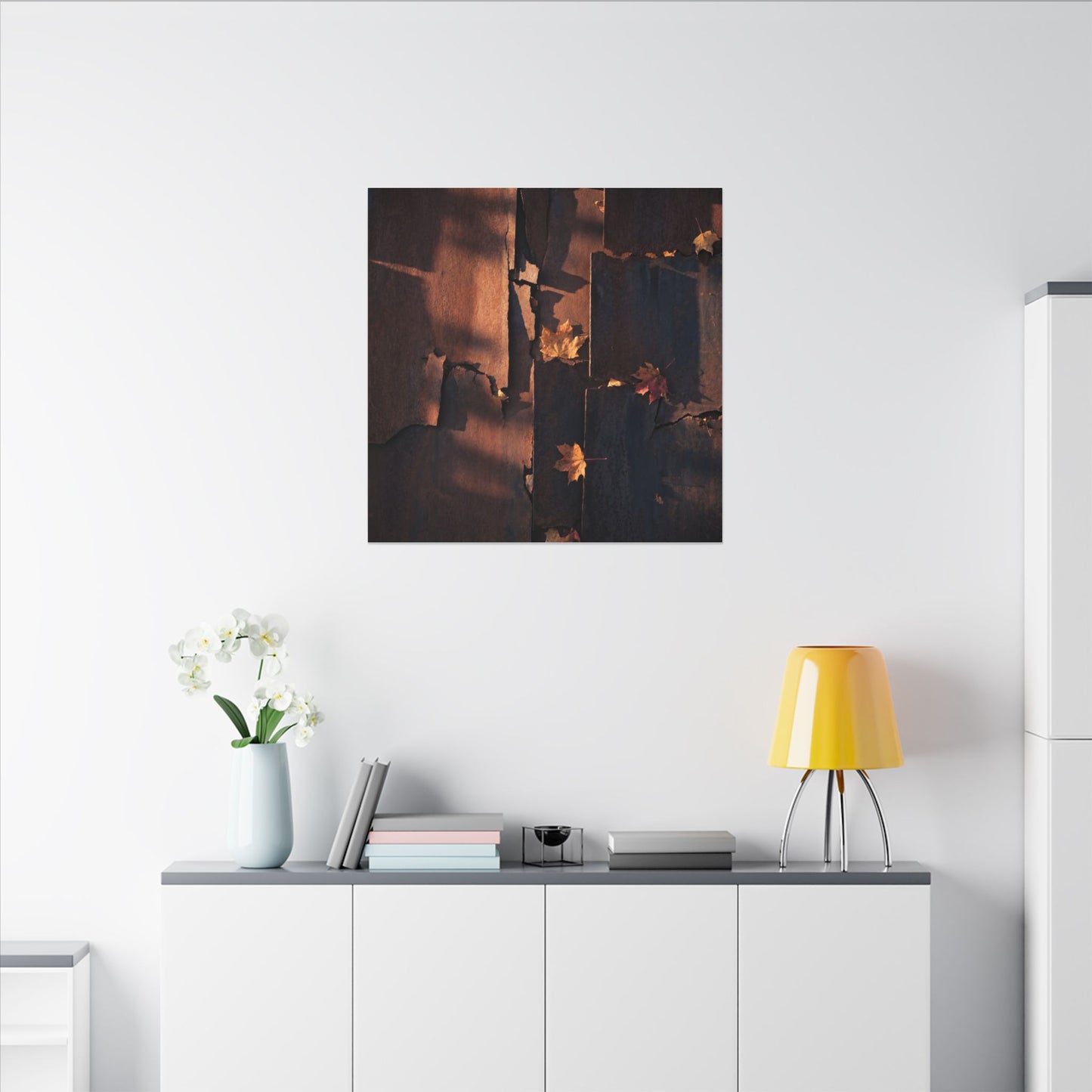Seijaku Rust Patina Canvas Art - Dark Japandi Shadow Zen