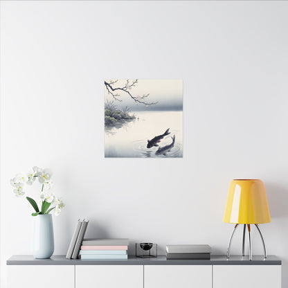 Ma Koi Pond Canvas Art - Zen Ukiyo E Inspired