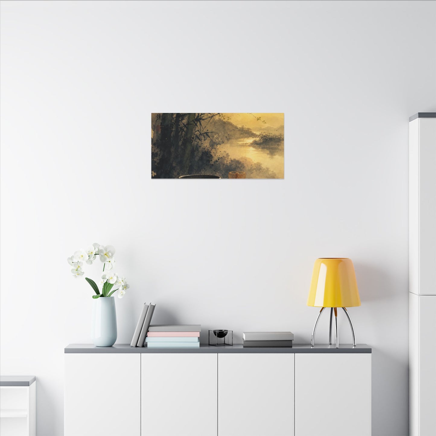 Tea Ceremony Sumi E Canvas Art | Contemplative Zen Art