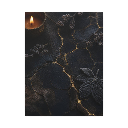 Candlelight Cracked Earth Canvas Art - Dark Japandi Ma
