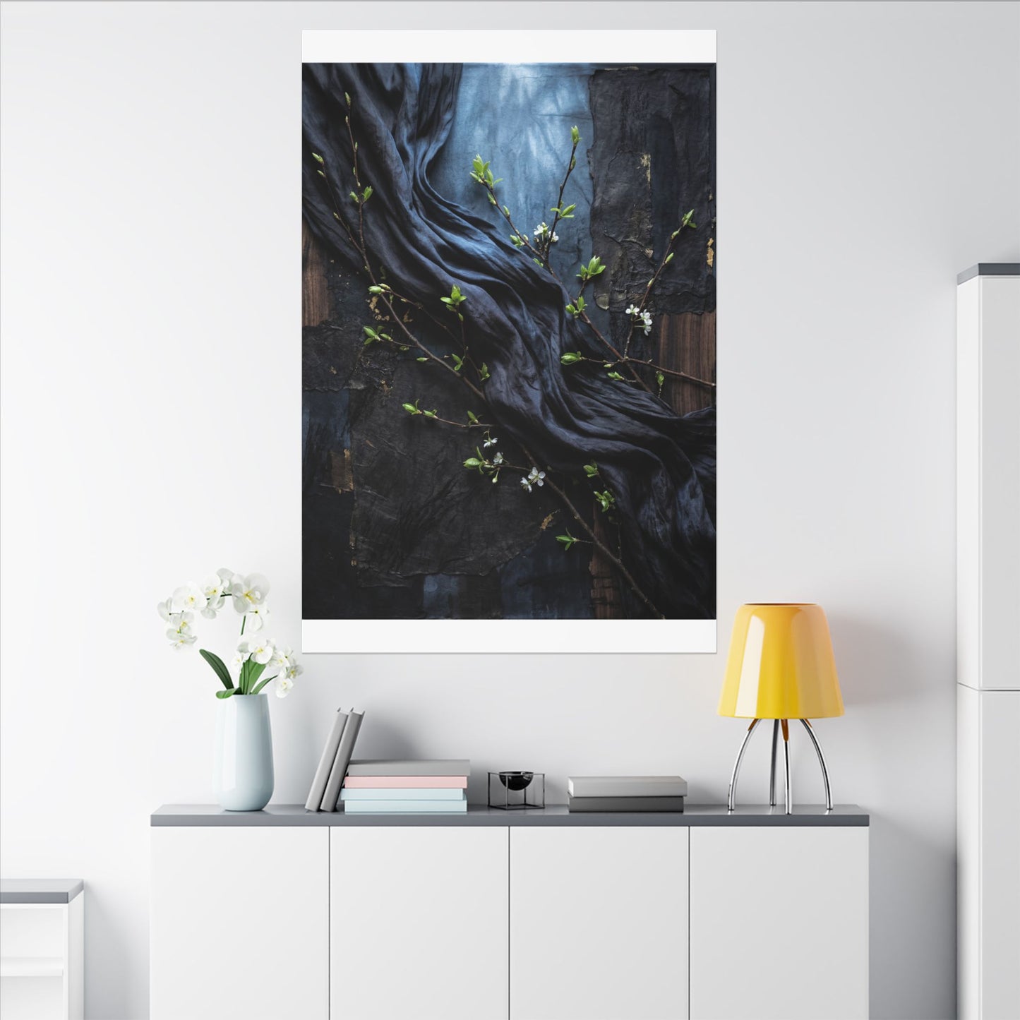 Spring Silk Drape Dark Texture Canvas Art | Atmospheric Decor