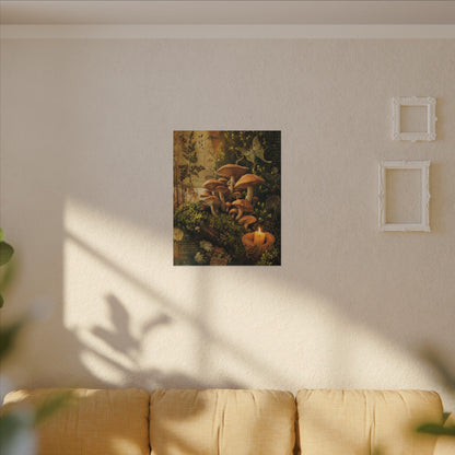 Spring Wild Mushrooms Herbarium Canvas Art | Earthy Decor