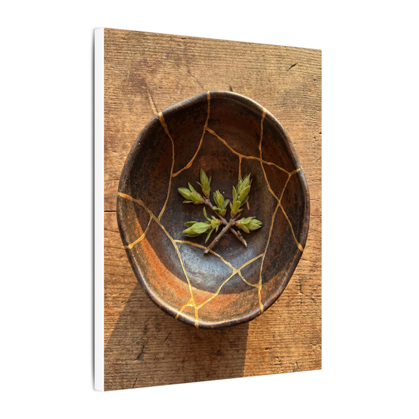 Ceramic Bowl Gold Repair Canvas Art | Resilient Kintsugi Art