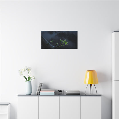 Moonlight Mountain Mist Canvas Art - Dark Japandi Kanso
