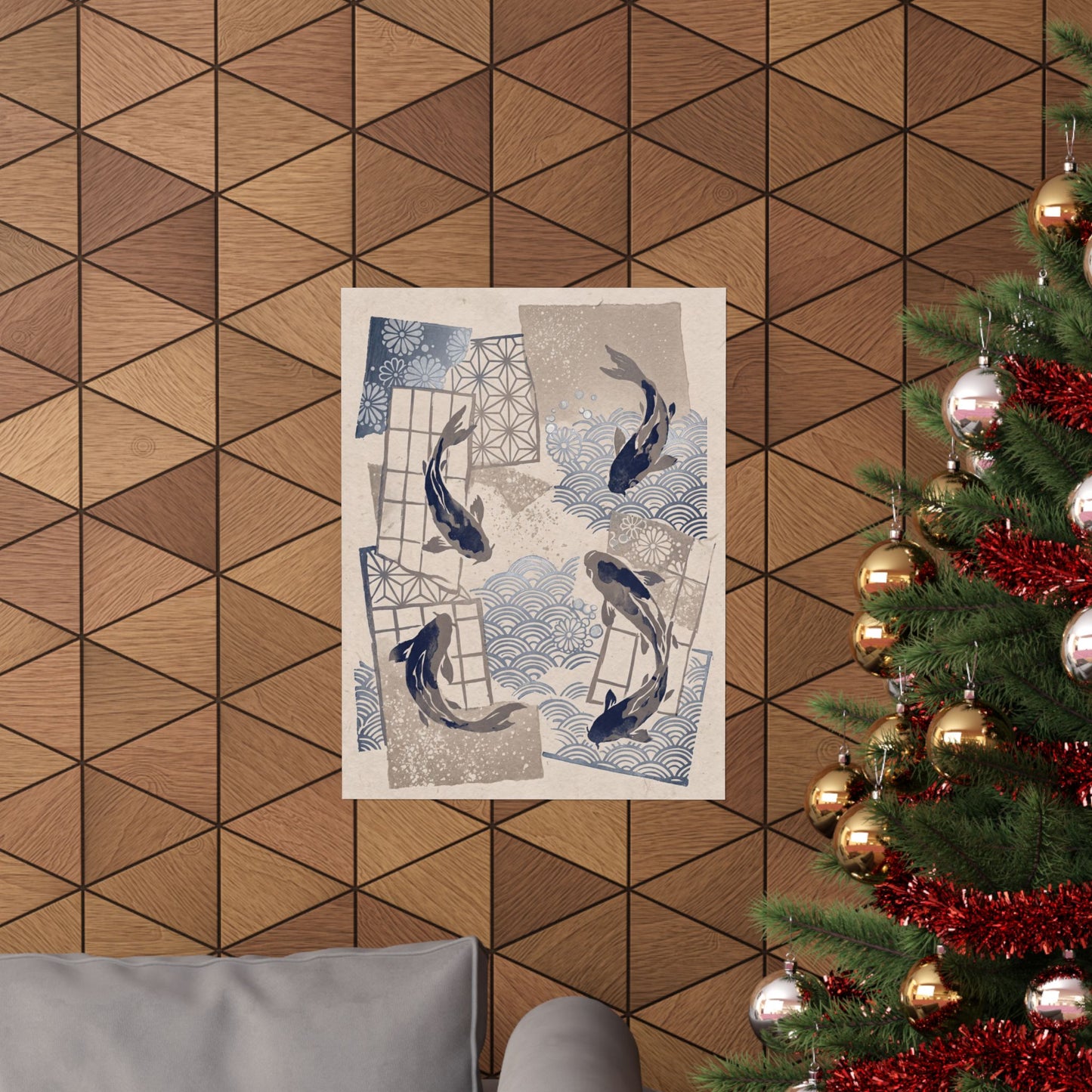 Seijaku Koi Pond Wall Art Print - Japandi Japanese Pattern