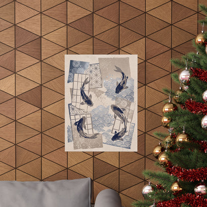 Seijaku Koi Pond Wall Art Print - Japandi Japanese Pattern