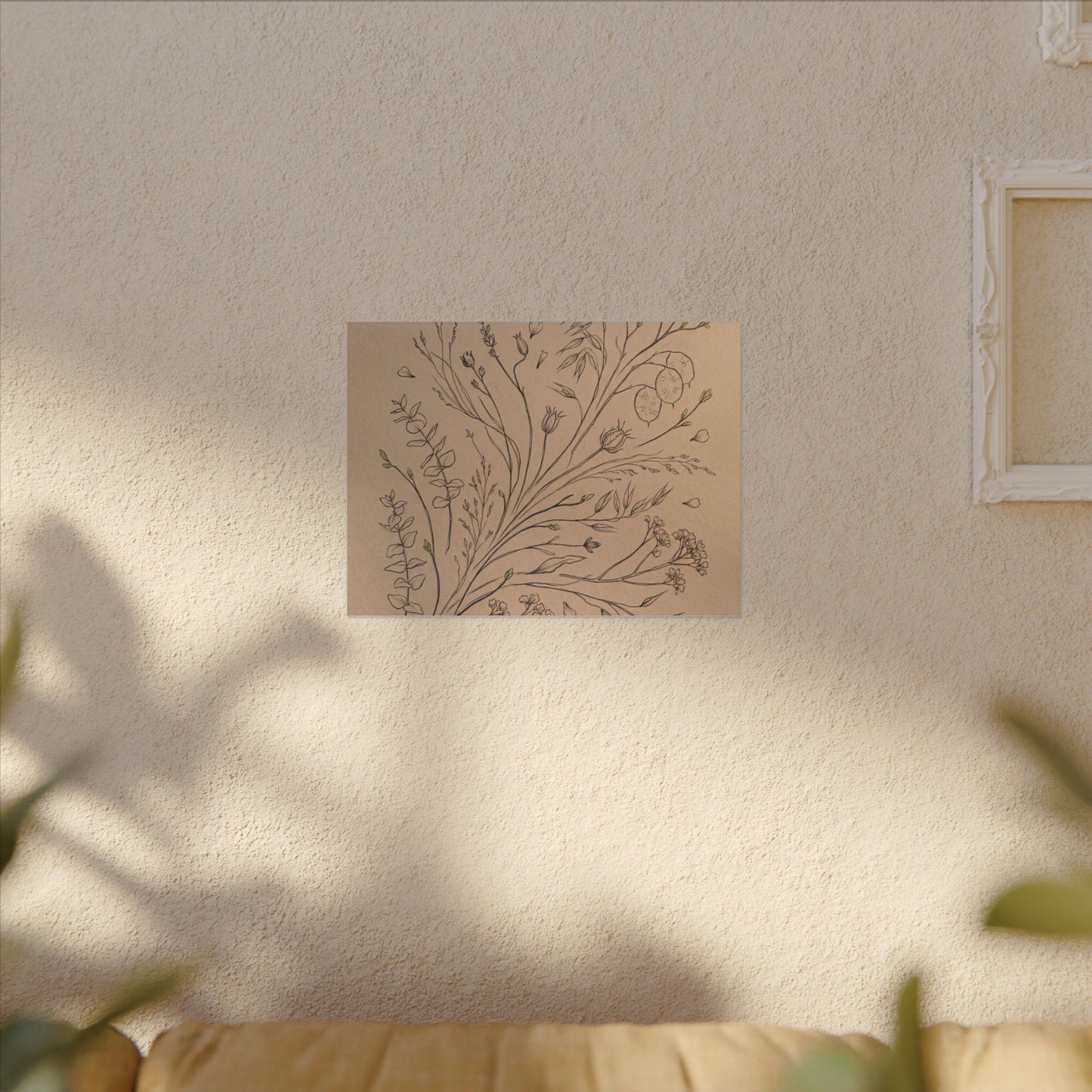 Dried Flowers Canvas Art | Spring Japandi Minimal Line Art