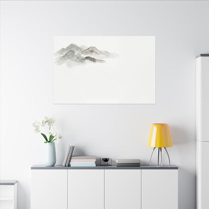 Winter Mountain Mist Minimal Line Canvas Art | Elegant Decor