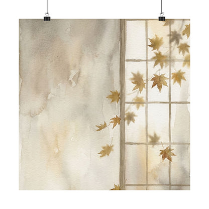 Elegant Shoji Screen Wall Art Print - Watercolor Japandi