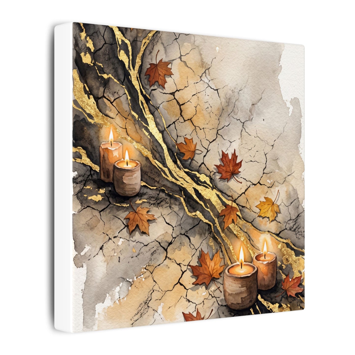 Cracked Earth Autumn Canvas Art | Japandi Warm Design