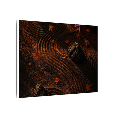 Dark Japandi Rock Garden in Golden Hour | Charcoal Ink Canvas Art