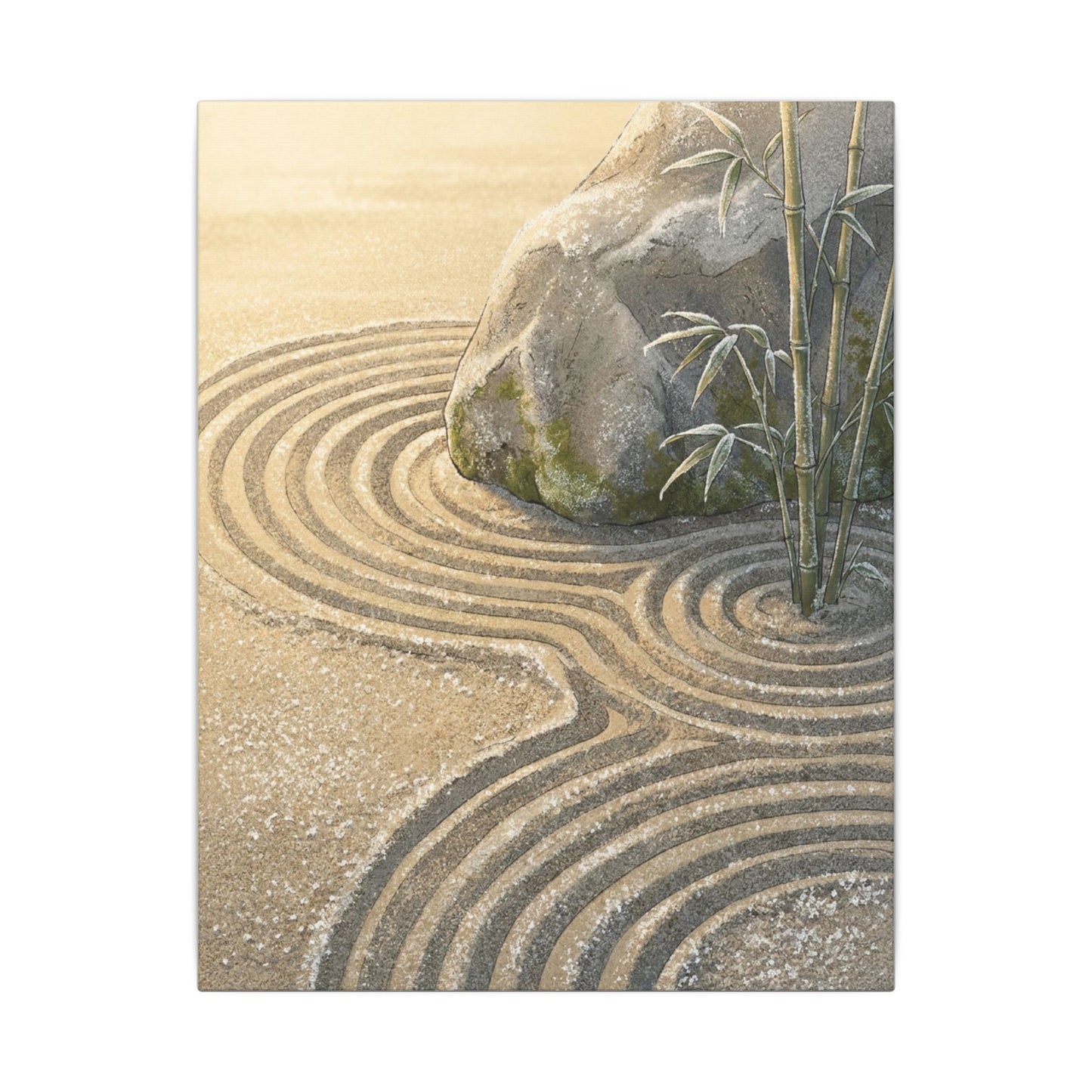 Rock Garden Winter Canvas Art | Zen Peaceful Design