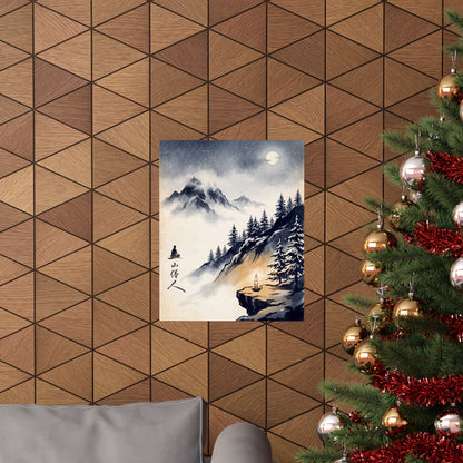 Calm Mountain Mist Wall Art Print - Ukiyo E Inspired Zen