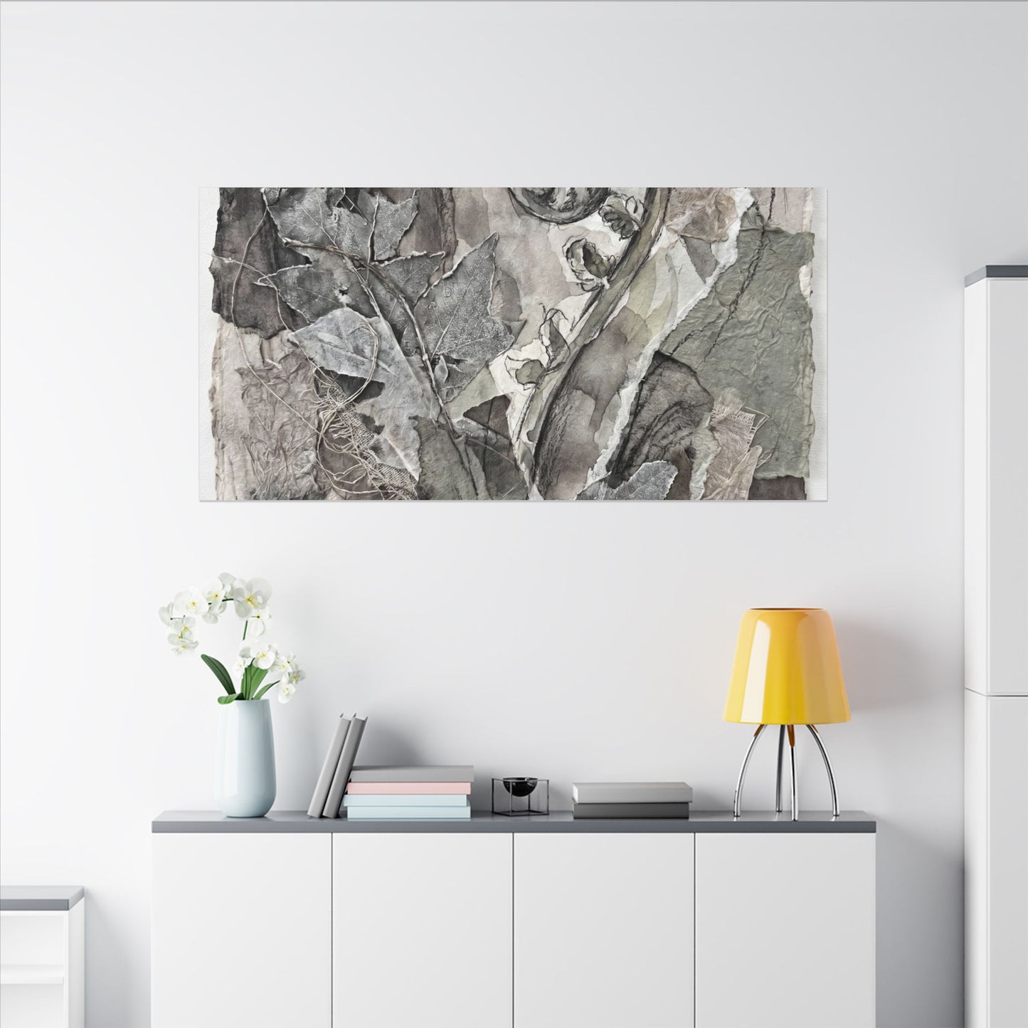 Japandi Fern Unfurling in Overcast | Texture Canvas Art