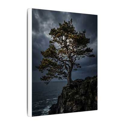 Dappled Pine Tree Canvas Art - Dark Japandi Fukinsei