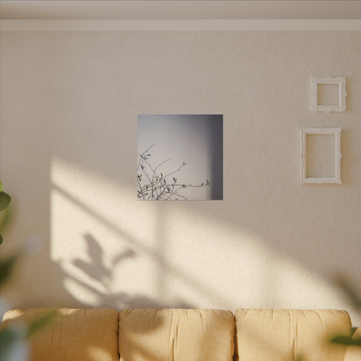 Japandi Shadow Play in Dawn | Japanese Pattern Canvas Art