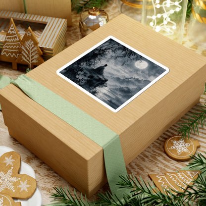Zen Ink Brushstroke in Moonlight | Sumi E Sticker