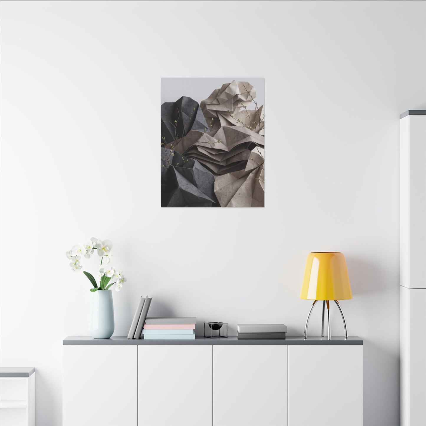 Neutral Paper Fold Canvas Art - Texture Japandi