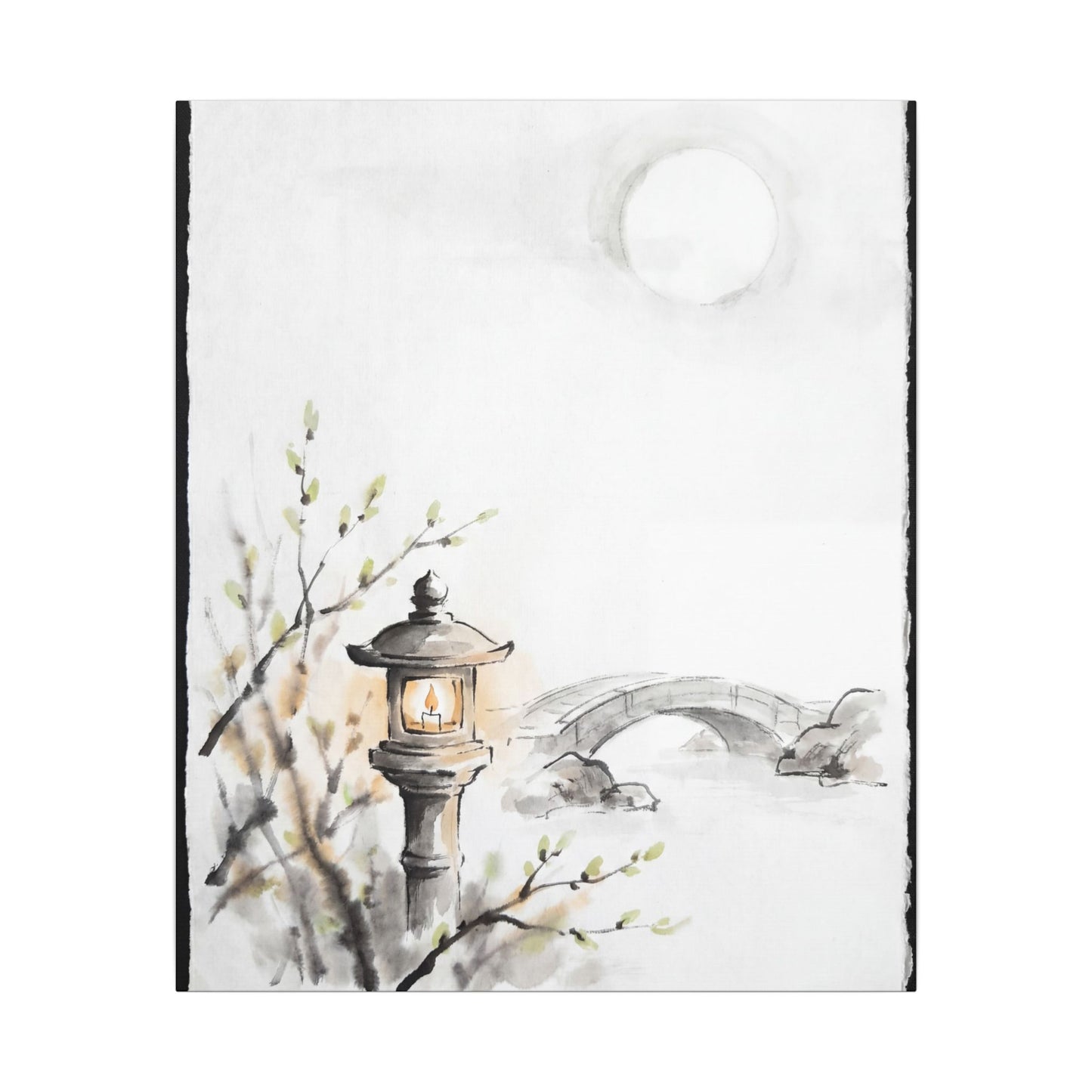 Moonlit Garden Spring Canvas Art | Zen Contemplative Design