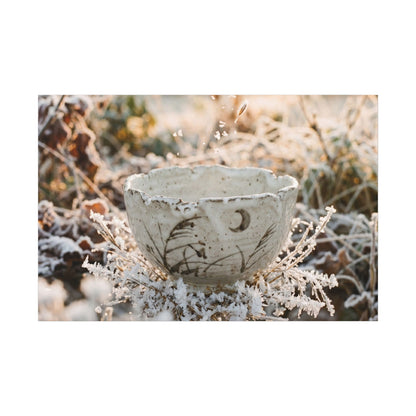 Japandi Ceramic Bowl in Golden Hour | Japanese Pattern Canvas Art