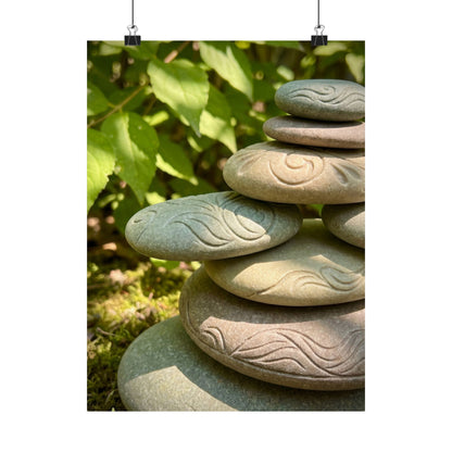 Dappled River Stones Wall Art Print - Japandi Fukinsei Art Print