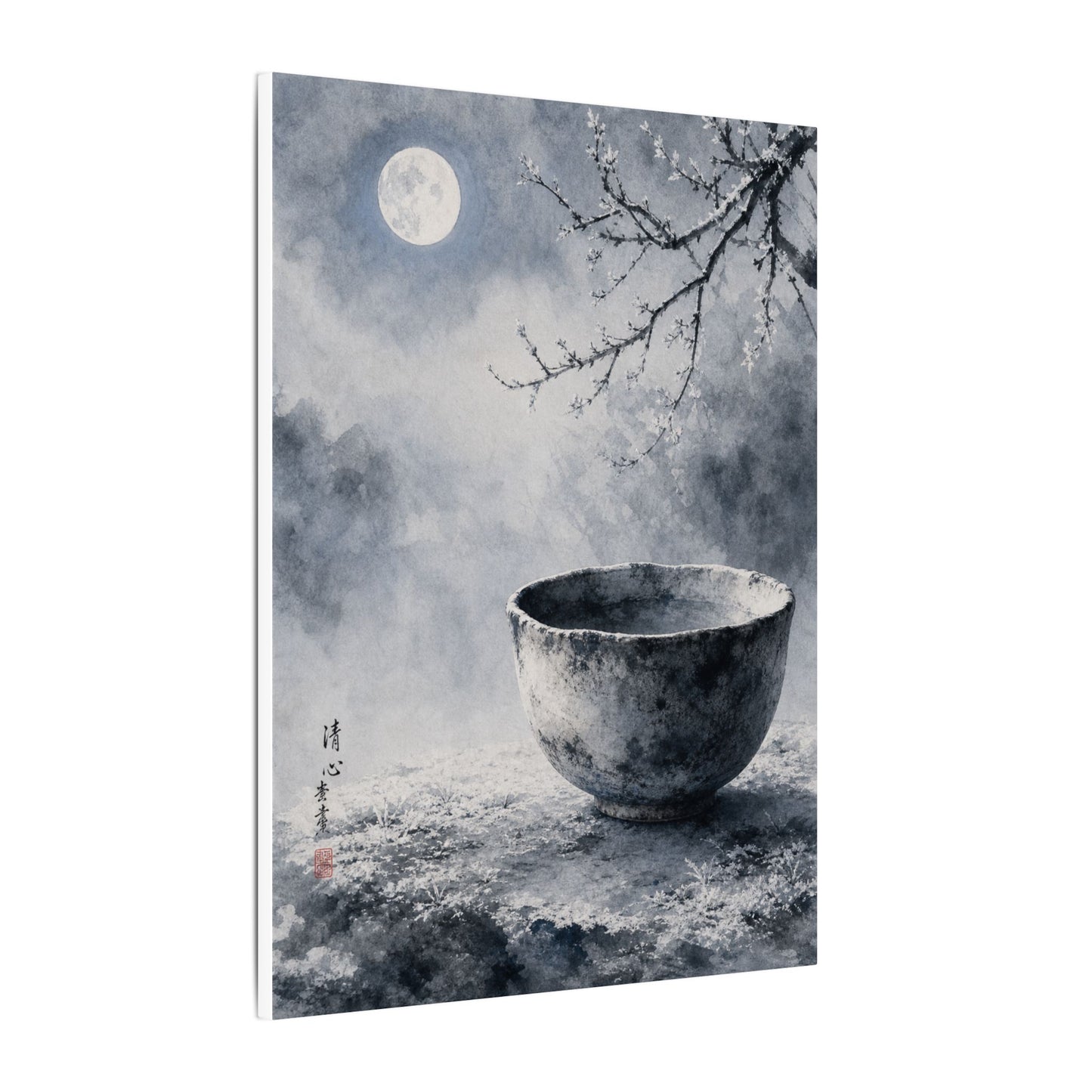 Seijaku Ceramic Bowl Canvas Art - Zen Sumi E