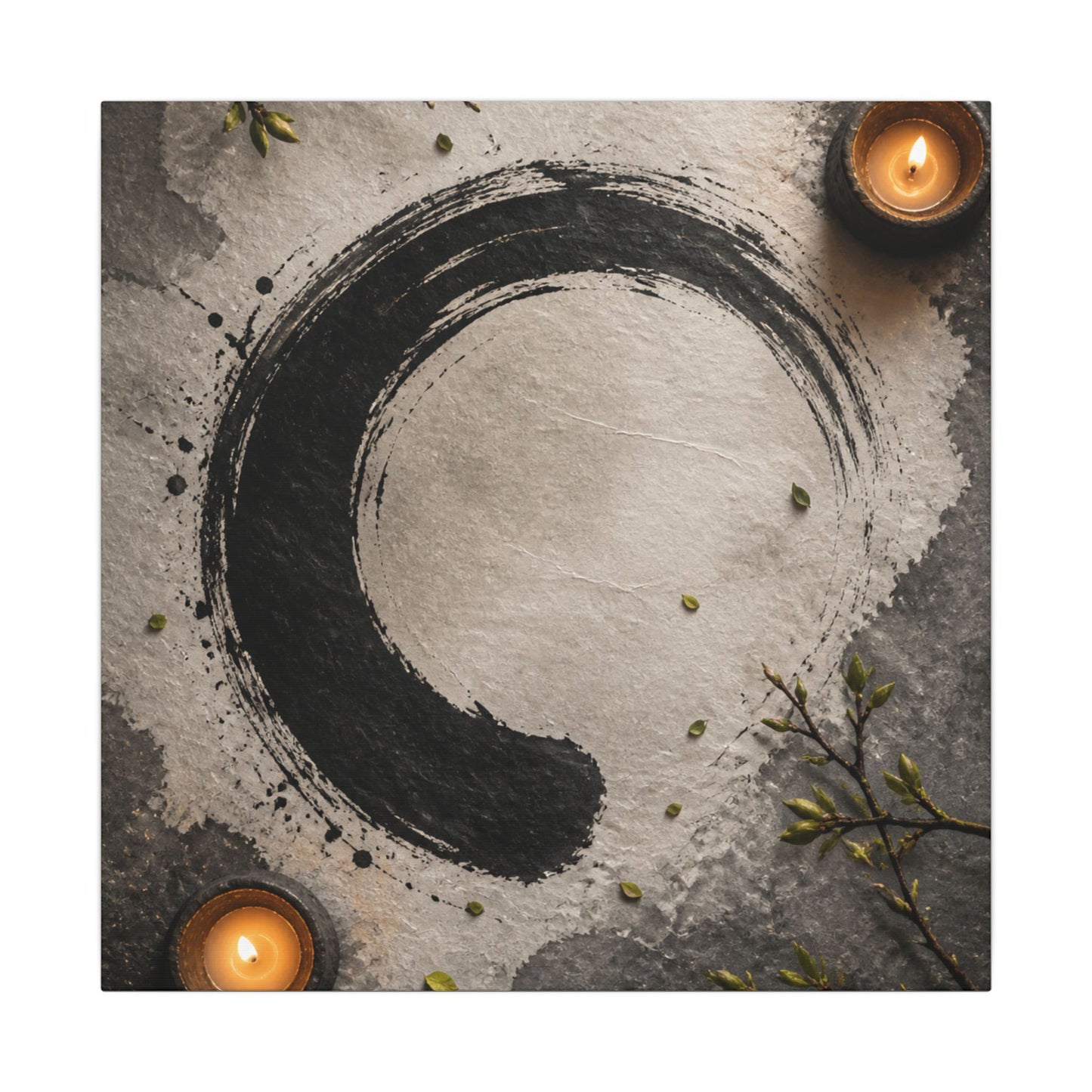 Candlelight Ink Brushstroke Canvas Art - Zen Ma
