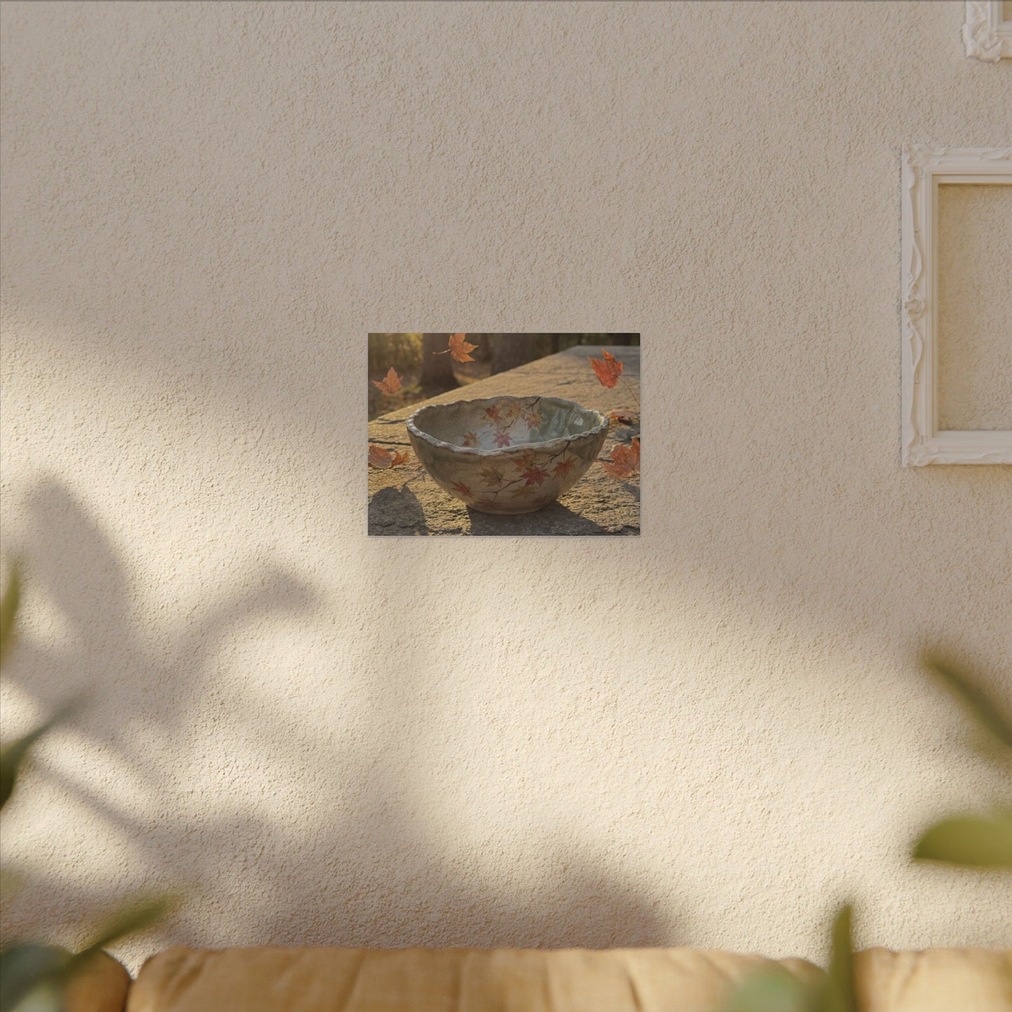 Japandi Ceramic Bowl in Golden Hour | Japanese Pattern Canvas Art