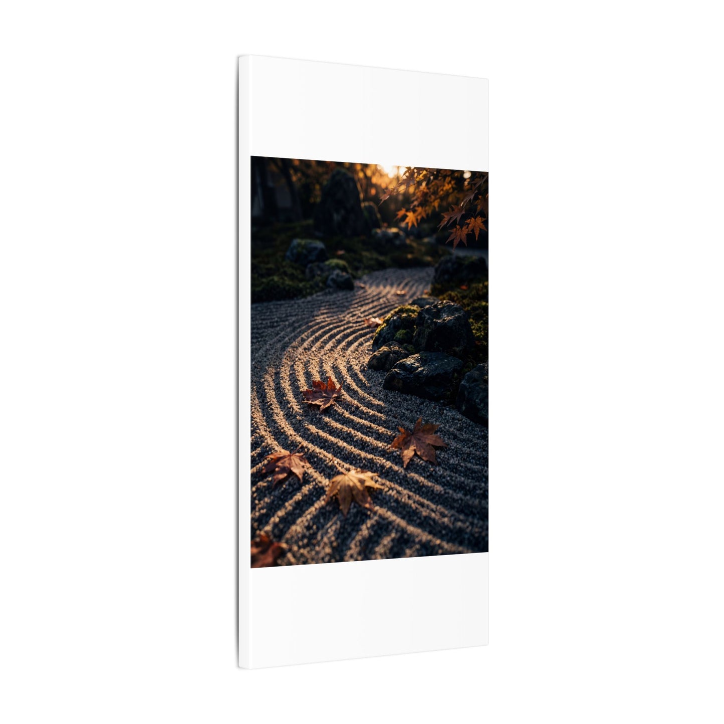 Rock Garden Moody Minimal Canvas Art | Bold Dark Japandi Art
