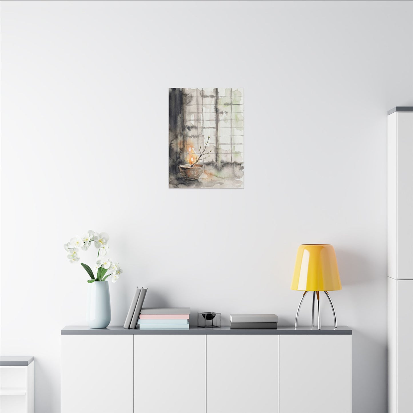 Shoji Screen Canvas Art | Spring Japandi Watercolor Art