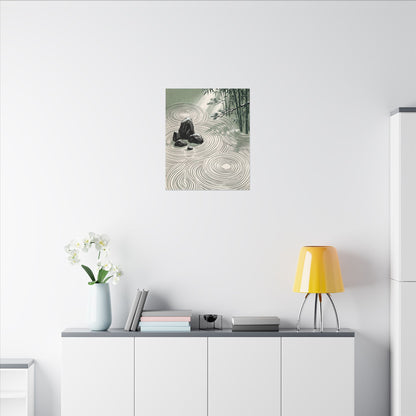 Shibui Rock Garden Canvas Art - Zen Ukiyo E Inspired