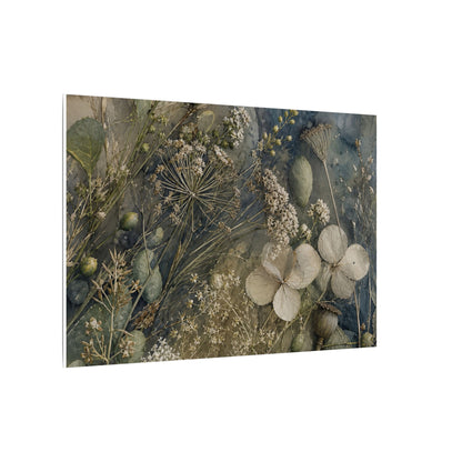 Japandi Dried Flowers in Moonlight | Watercolor Canvas Art