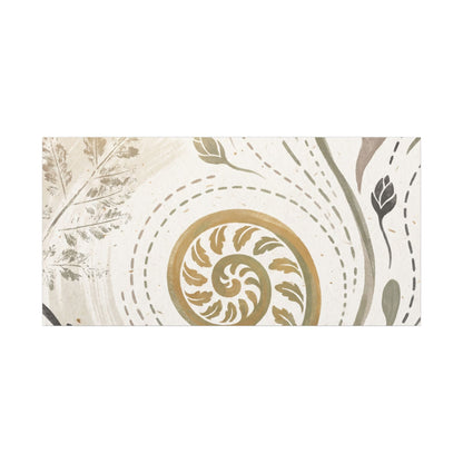 Japandi Fern Unfurling in Golden Hour | Japanese Pattern Canvas Art