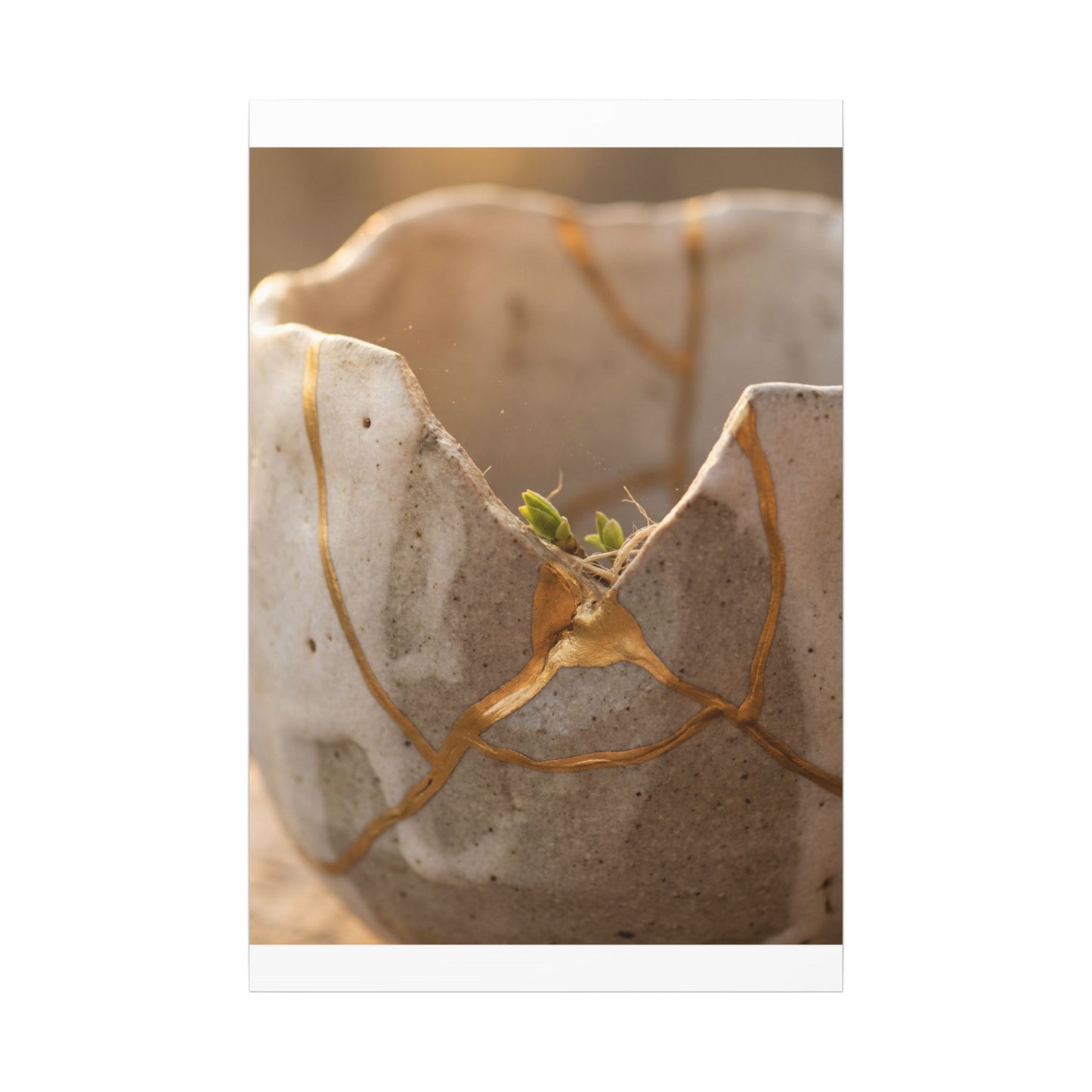 Golden Hour Broken Pottery Canvas Art - Japandi Kanso