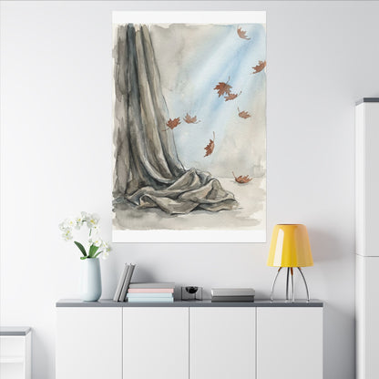 Ma Silk Drape Canvas Art - Japandi Watercolor
