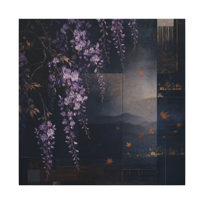 Dawn Wisteria Canvas Art - Dark Japandi Fukinsei