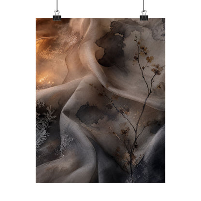 Candlelight Silk Drape Wall Art Print - Japandi Kanso