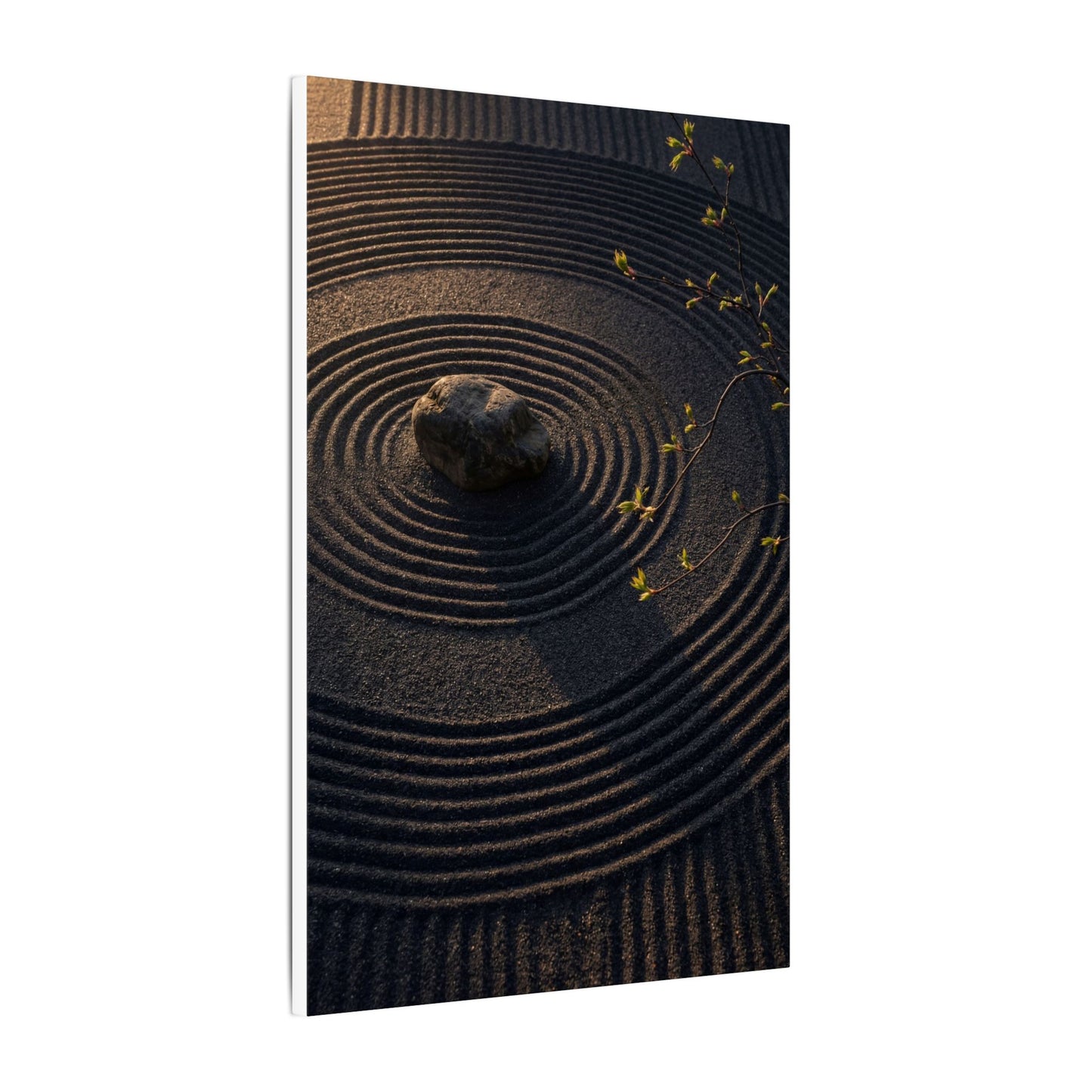 Rock Garden Shadow Zen Canvas Art | Bold Dark Japandi Art
