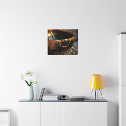 Kintsugi Ceramic Bowl in Golden Hour | Gold Vein Canvas Art