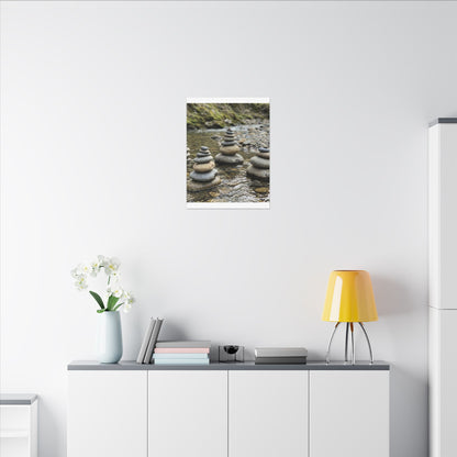 Zen River Stones in Dawn | Karesansui Canvas Art