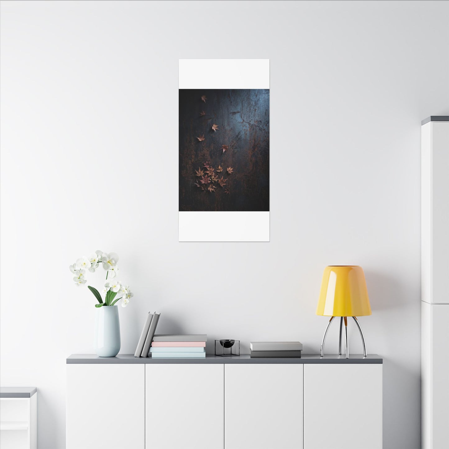 Moonlight Rust Patina Canvas Art - Dark Japandi Mono No Aware