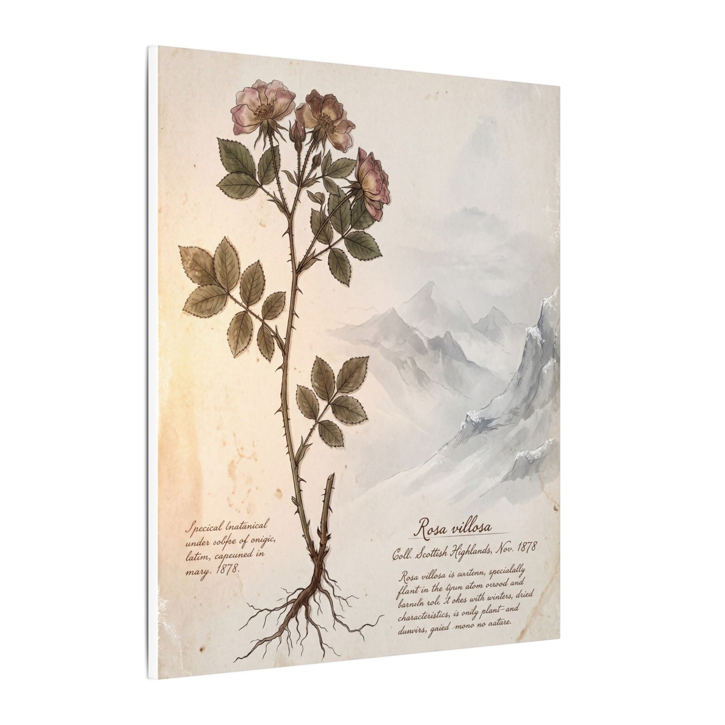 Winter Mountain Mist Herbarium Canvas Art | Earthy Decor