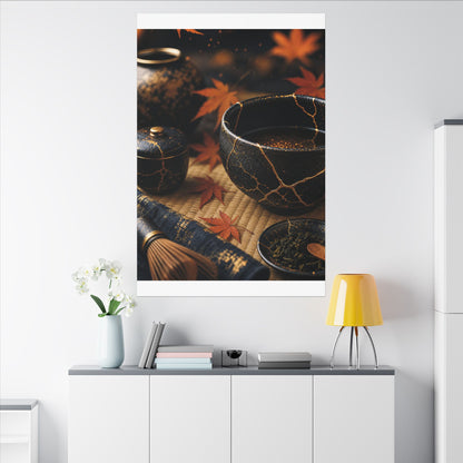 Seijaku Tea Ceremony Canvas Art - Kintsugi Gold Repair