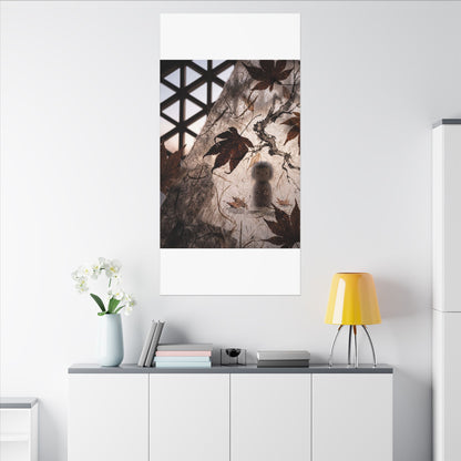 Shoji Screen Autumn Canvas Art | Dark Japandi Atmospheric Design
